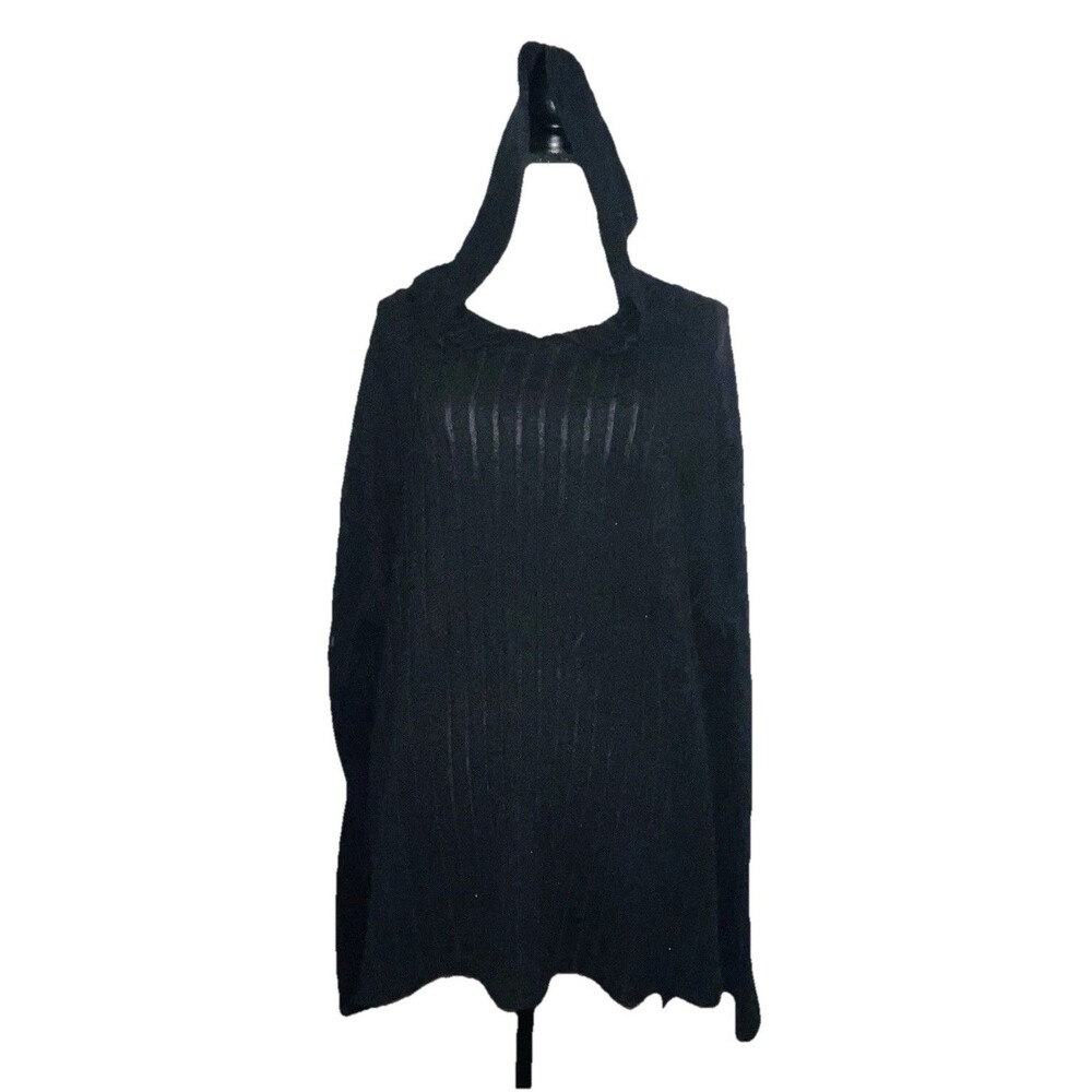 Unbranded 4X Ribbed Hooded Sweater Black